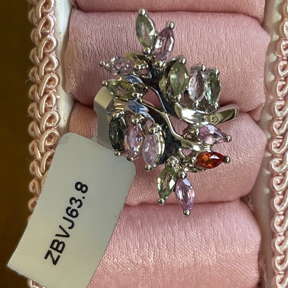 NWT RAINBOW SAPPHIRE RING. .925 STERLING SILVER. Size 8. W/Cert Authenticity! - Picture 6 of 6